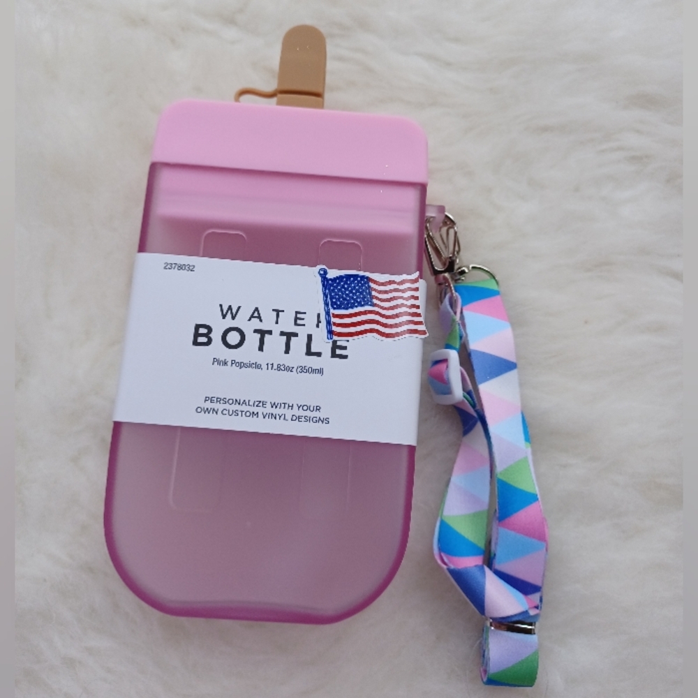 Pink Popsicle Water Bottle with Strap